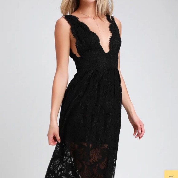Lulus Dresses & Skirts - Lulus Loft Party Black Lace Sleeveless Midi dress | Size M